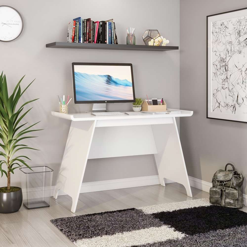 portici white coloured home office desk shown with computer on top of table