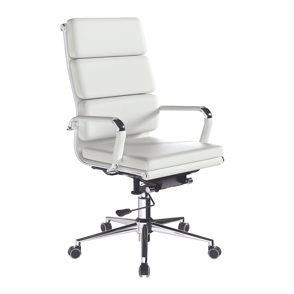 Rio High Back Leather Chair in White Colour Main View
