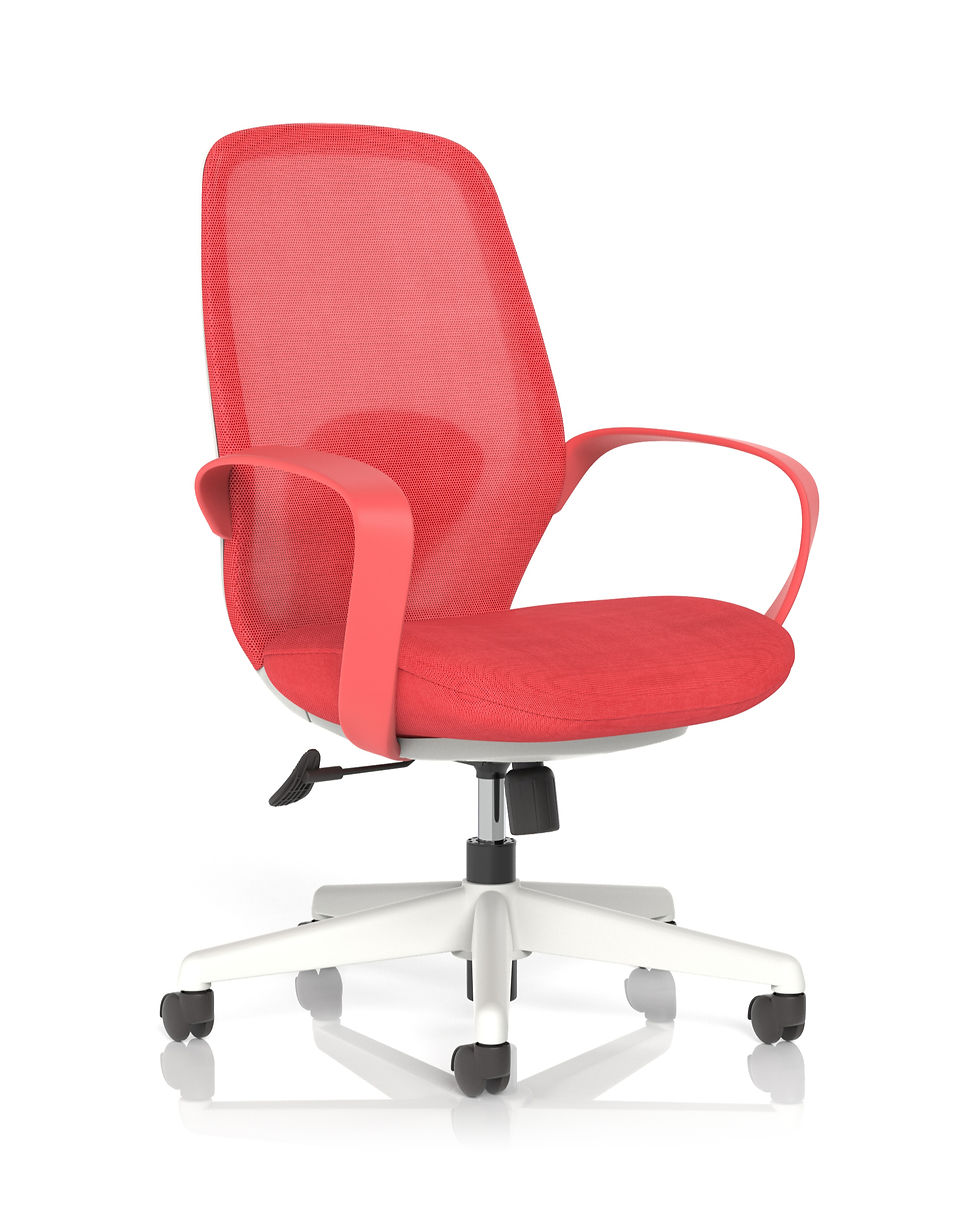 Vibe Mesh Office Chair Red – ergonomic mesh operator chair with red seat and backrest, angled view