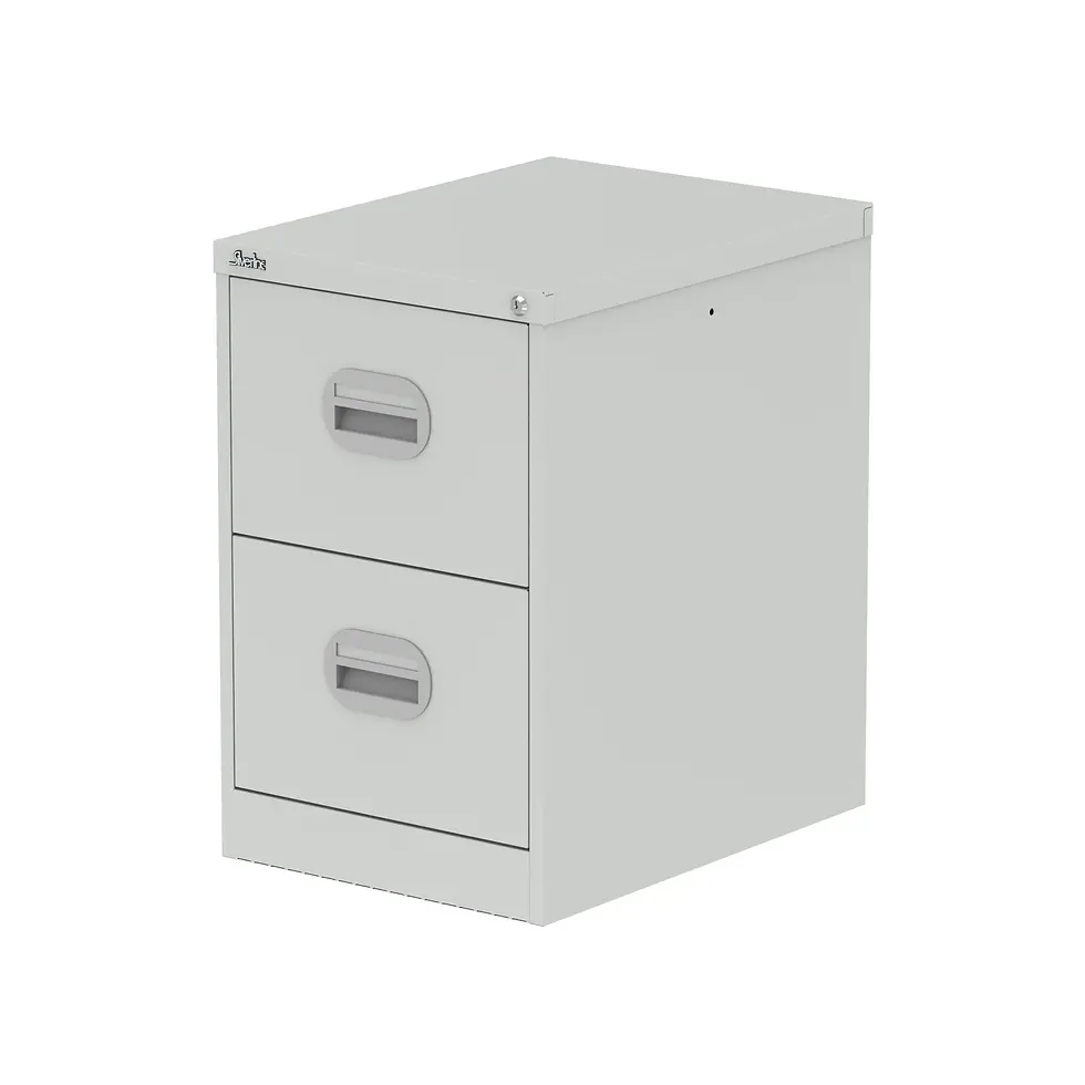 Qube 2 drawer steel filing cabinet in grey colour