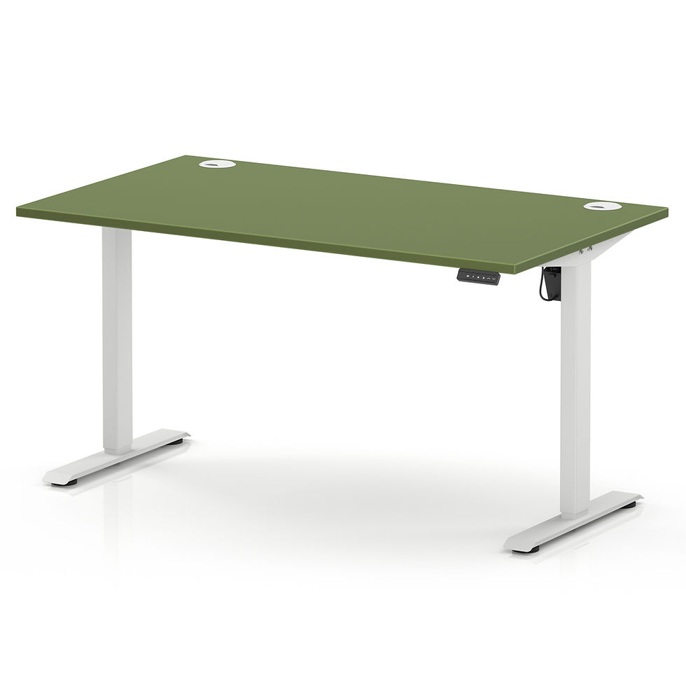 Essentials Spectrum Lite Sit Stand Desk with white legs and green top