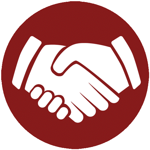 Handshake icon with red background