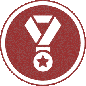 Award medal icon with red background