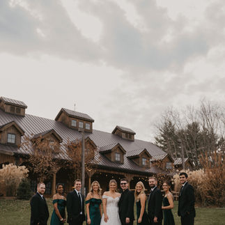 Bridal Party Smiling Outside Venue