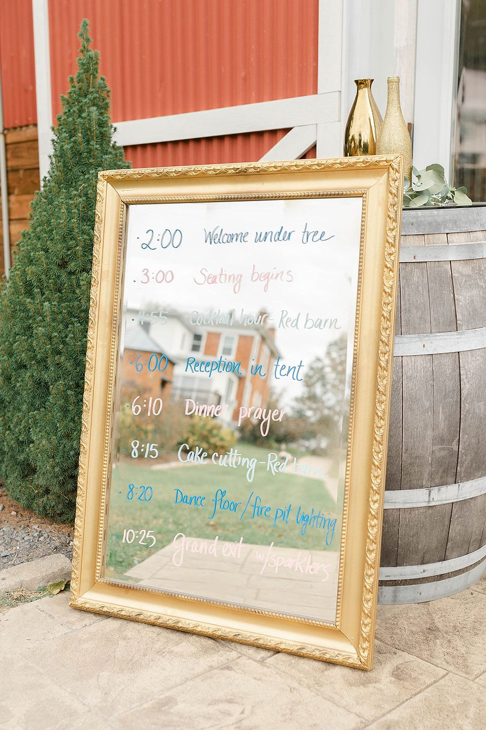 Mirror with wedding itinerary