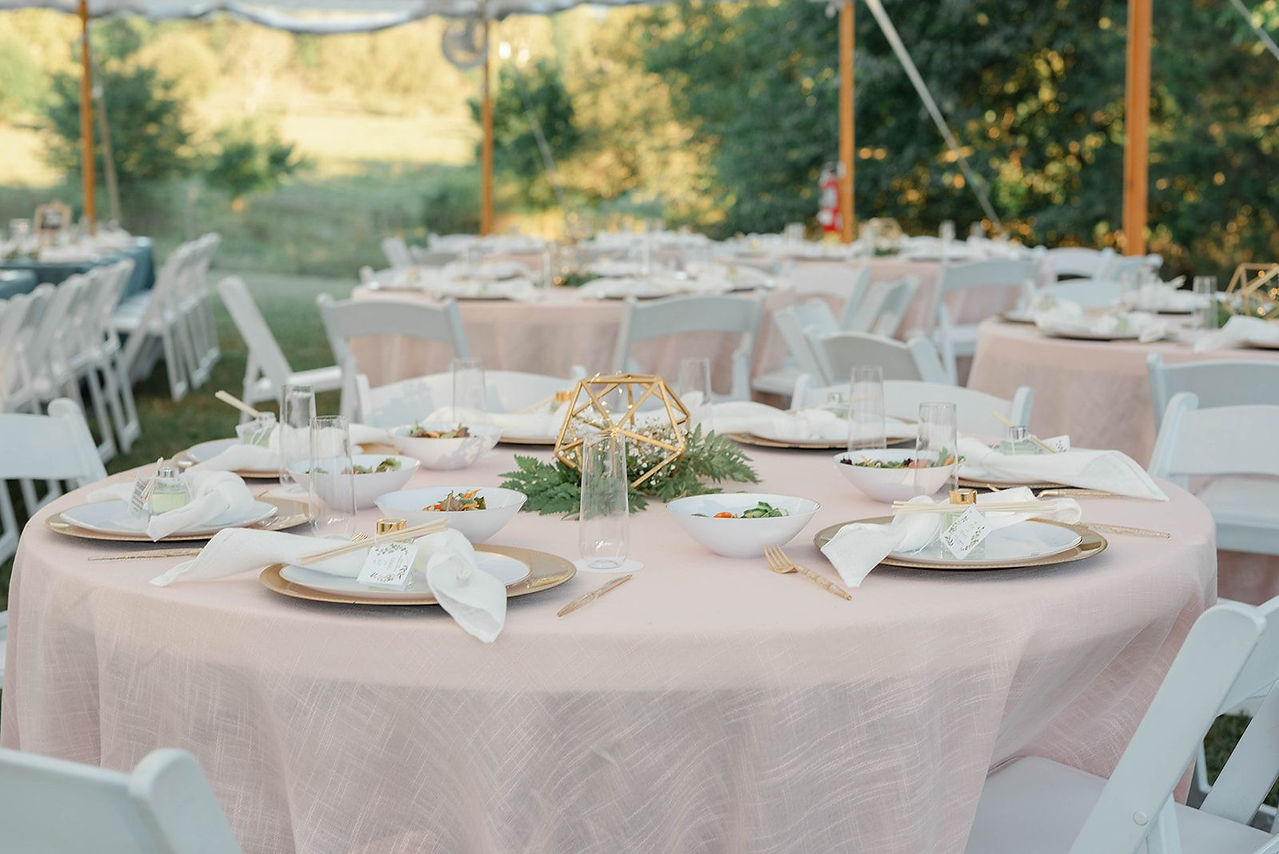 Pink wedding reception table