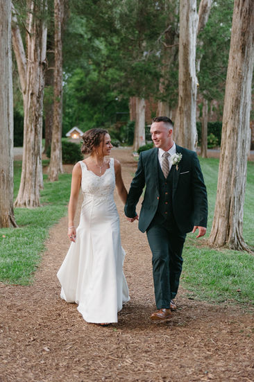 Bride and Groom walking at Bel Air 1740 Woodbridge Virginia