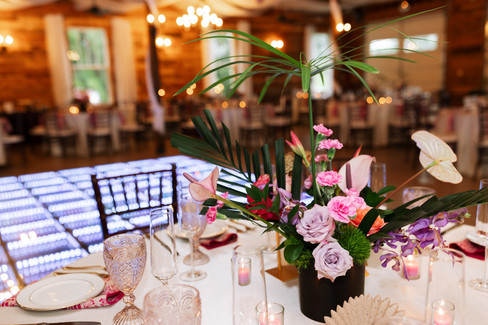Wedding reception dance floor and tables