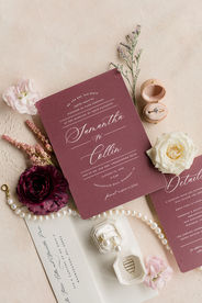 Burgundy wedding invitation stationery suite