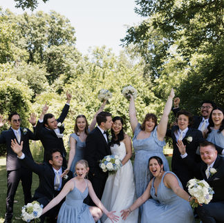 Wedding party posing for camera
