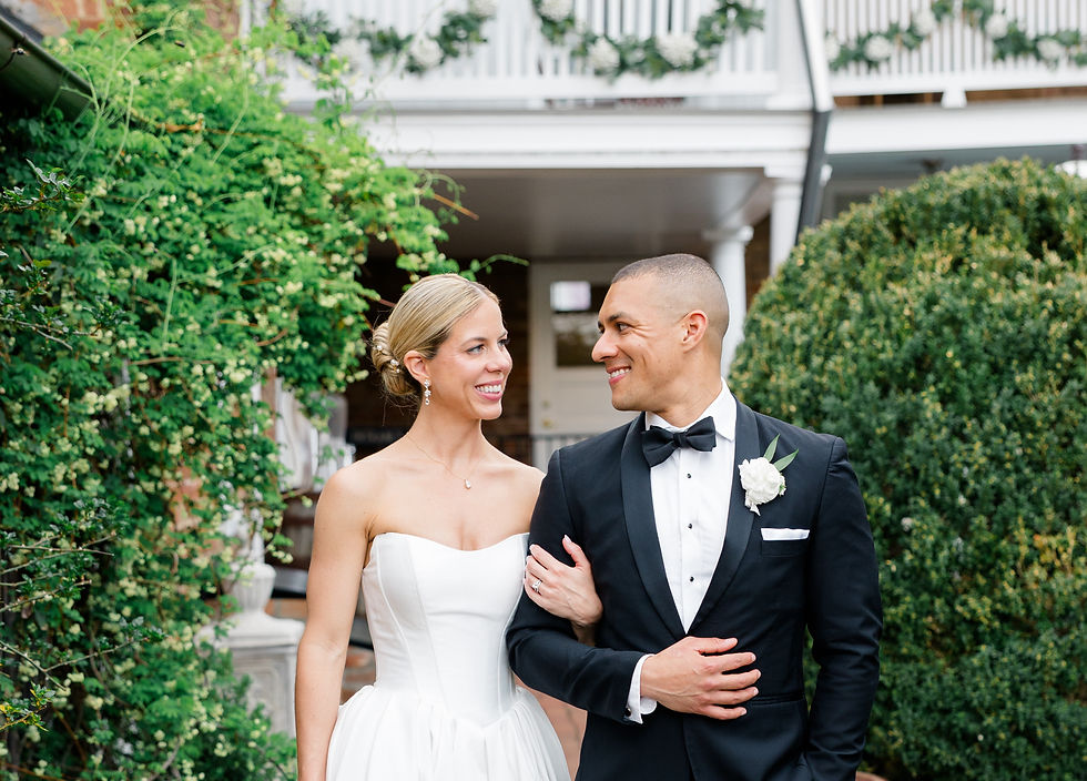 Bride and groom in the Birkby House Garden