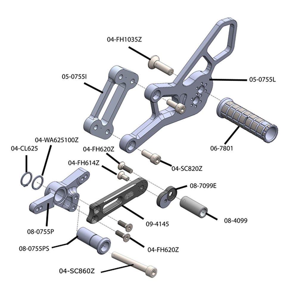 Thumbnail: Woodcraft 2015-2019 S1000RR Complete Rearset Kit w/ Pedals, STD/GP Shift