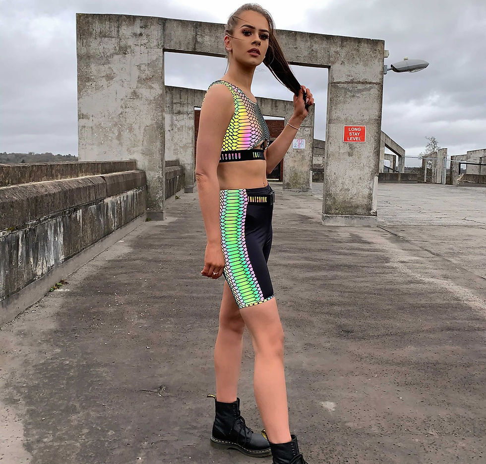 Thumbnail: THATS SO.. RAINBOW RATTLER ELASTIC BUCKLE SHORTS