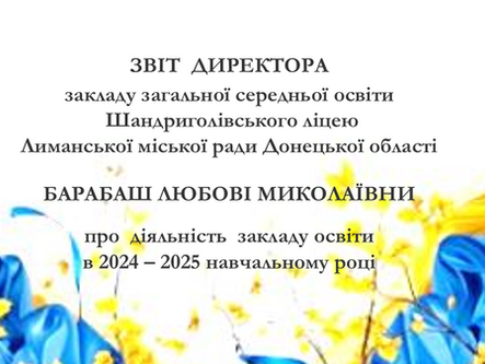 Щорічний звіт директора Шандриголівського ліцею перед громадськістю про діяльність закладу та особистий внесок керівника у 2024 - 2025 навчальному році