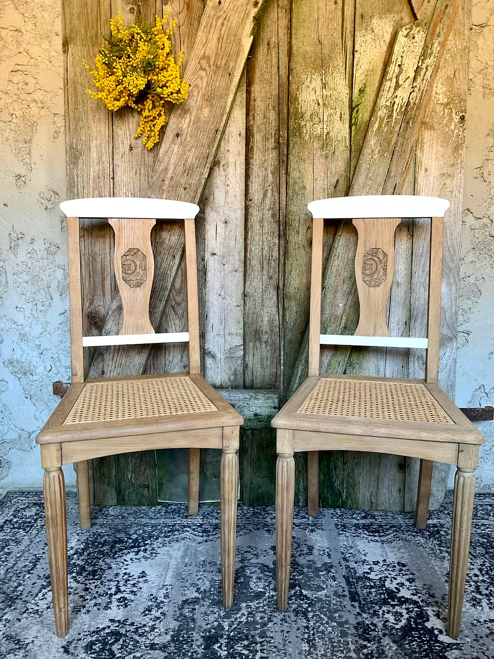 chaises art deco avec cannage après aérogommage