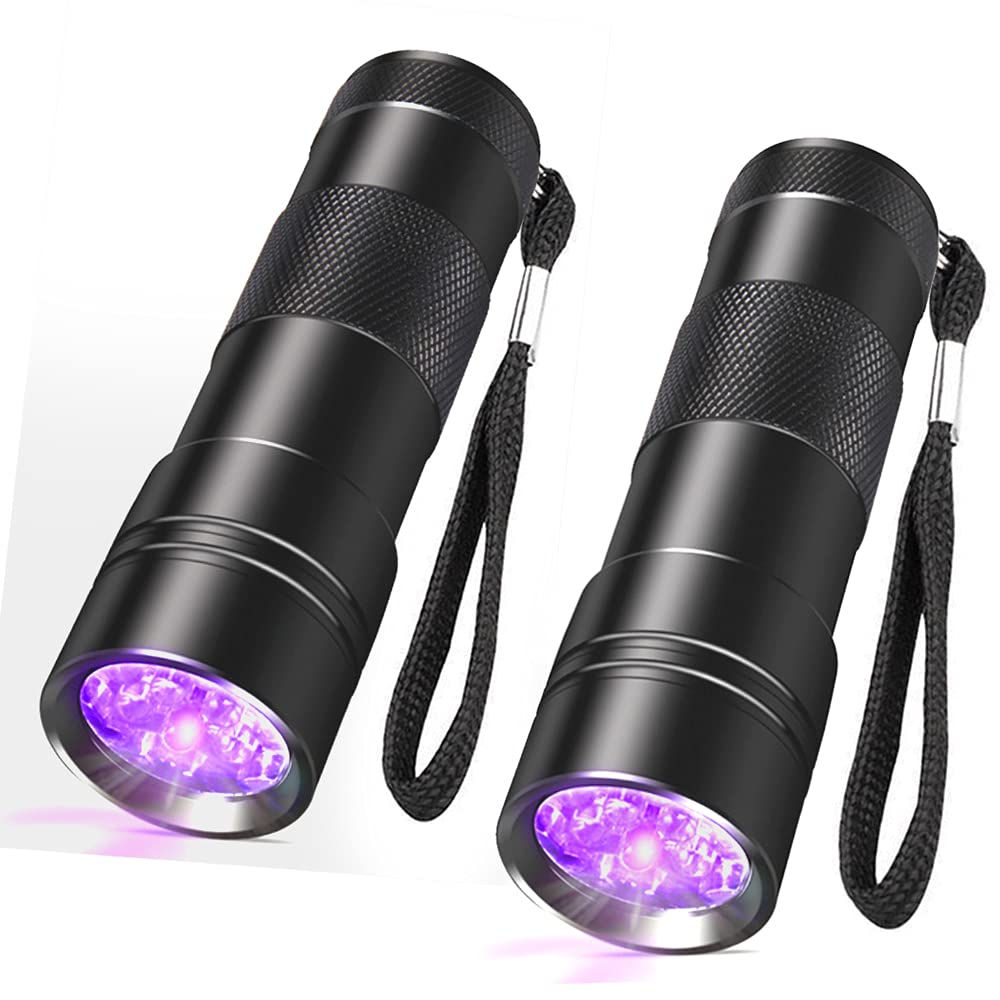 SEVENKA Black Light Flashlight 2 Pack 12 LED UV Blacklight Flashlight 395nm Hand