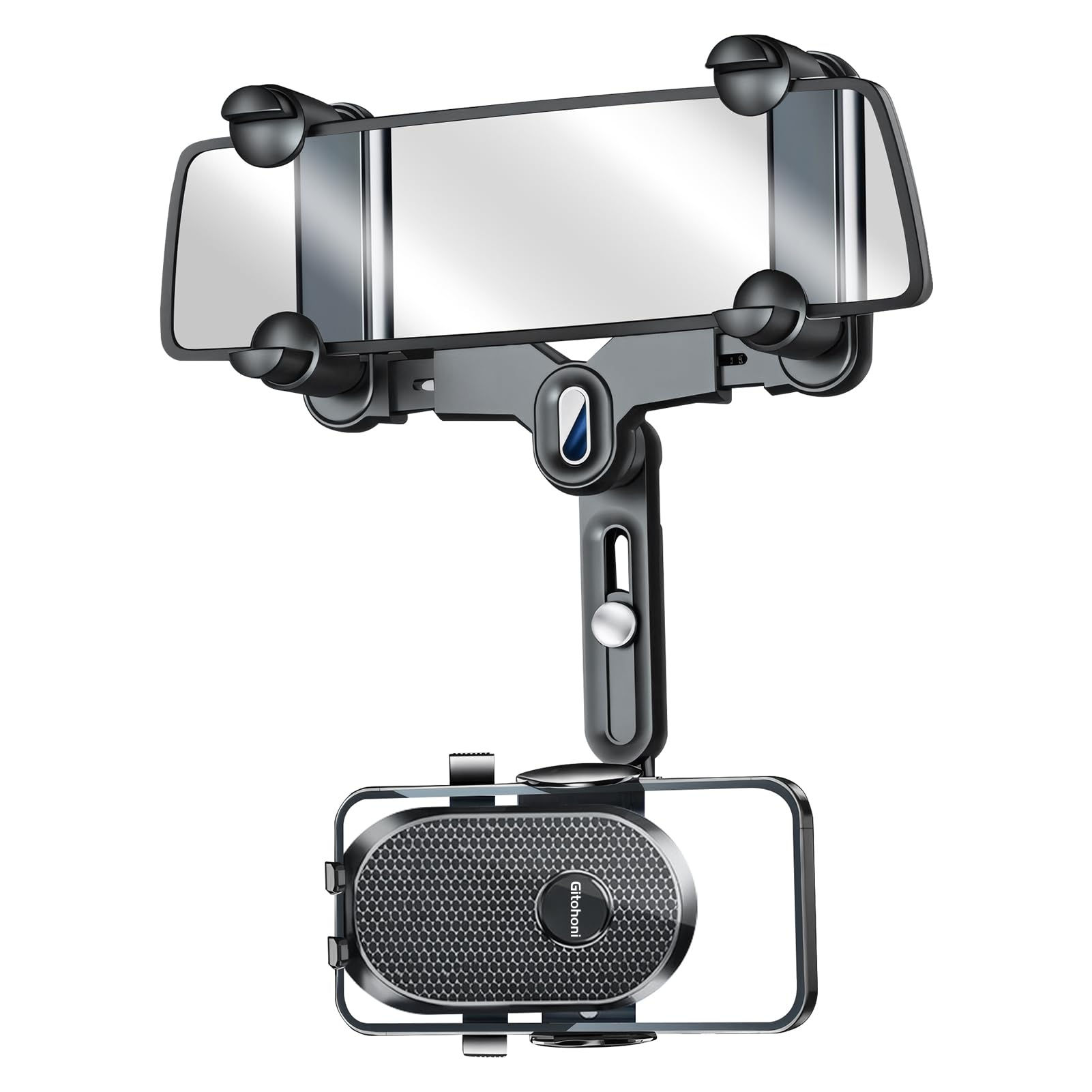 Gitohoni Rearview Mirror Phone Holder for Car - 360° Rotating and Retractable Mo