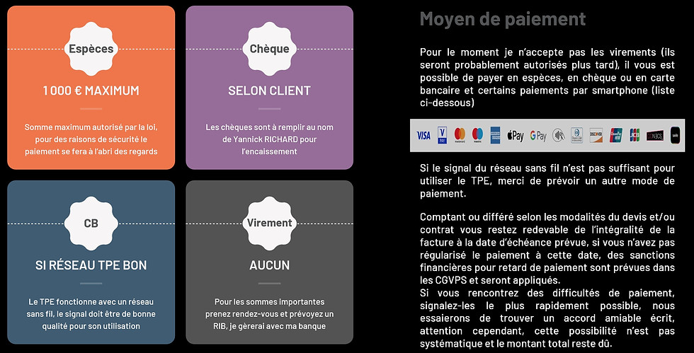Paiements acceptés