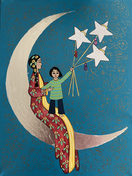 Love You to the Moon and Back - Mixed  Media by Erin Leeper.