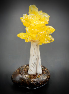 Yellow Tree - Blown Glass by Glass by Linda Dzwigalski-long.