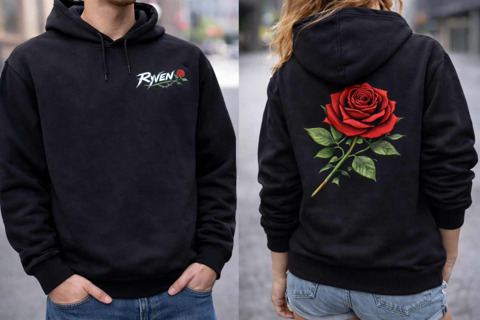 Pull noir RYVENđč + Motif
