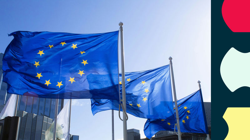 Drapeaux de l'Union européenne, symbole de la directive européenne sur l'accessibilité numérique entrée en vigueur en juin 2025.