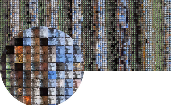 Accumulation de 8000 photos en mosaique, Mont Royal, Montréal