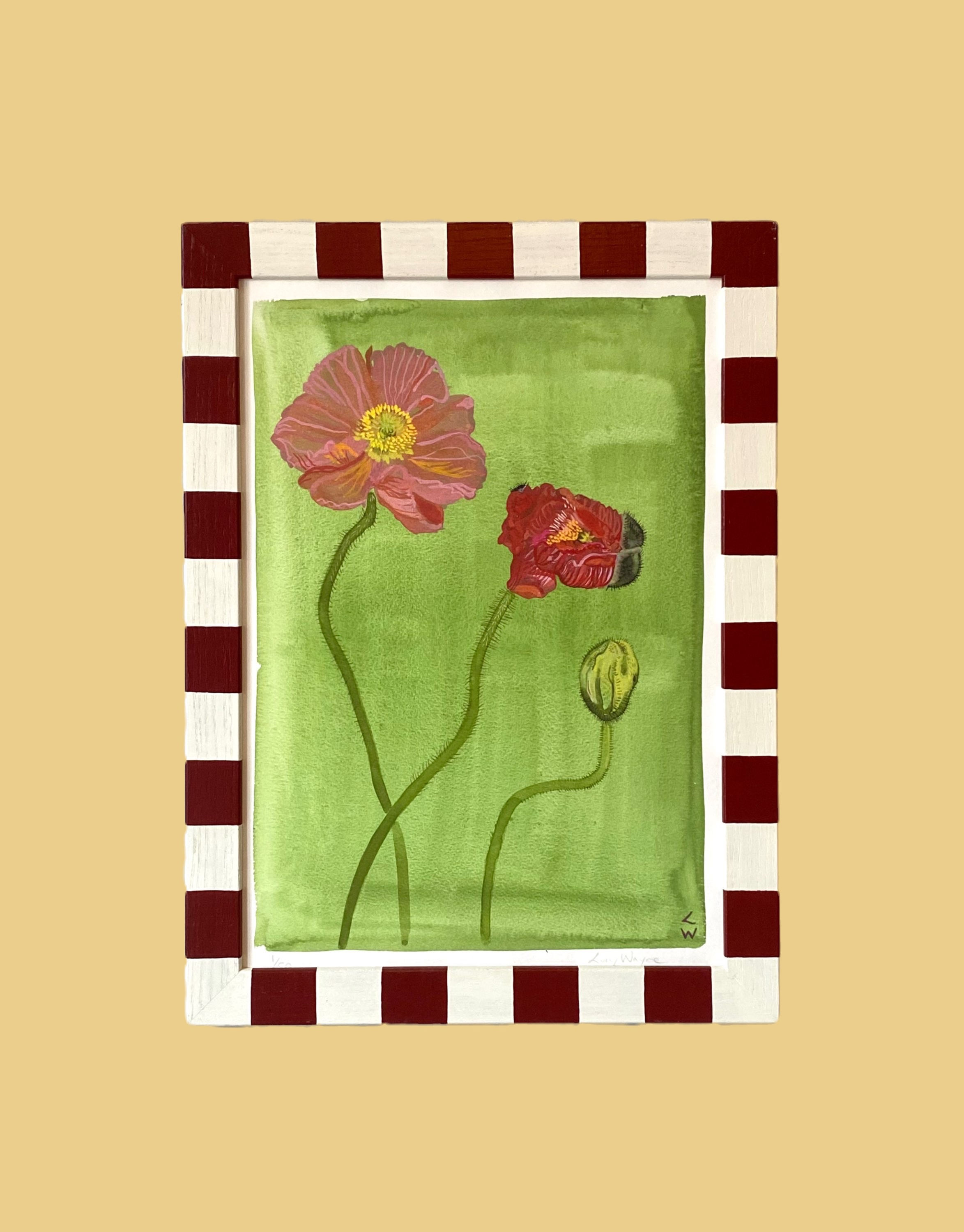 Picture Frame, Brick / Ivory Stripe