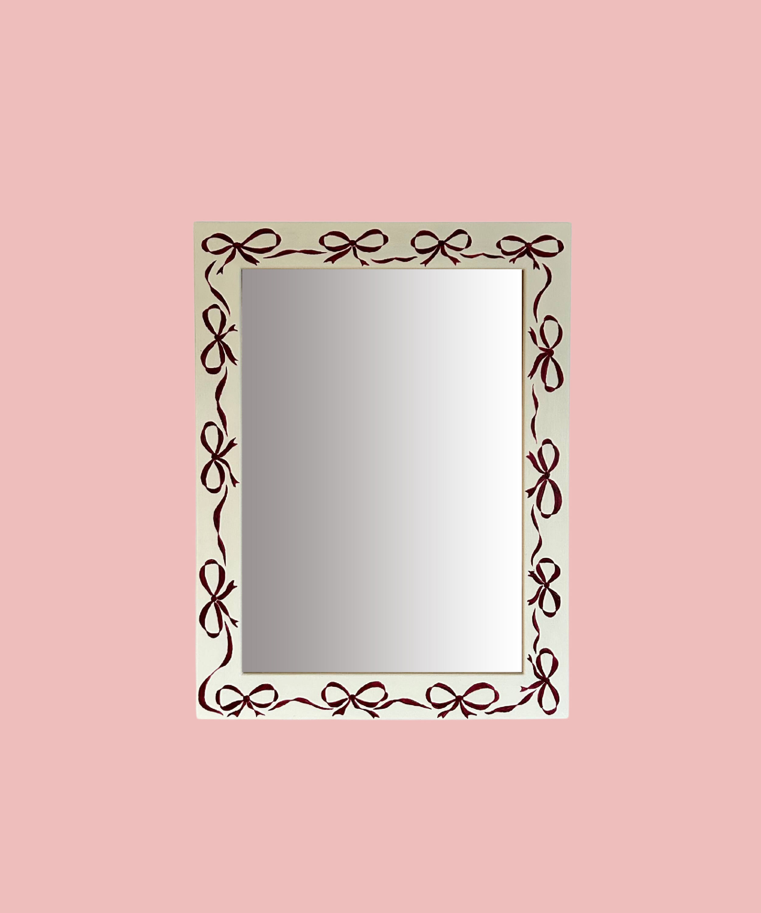 Painted Mirror, Burgundy Bows