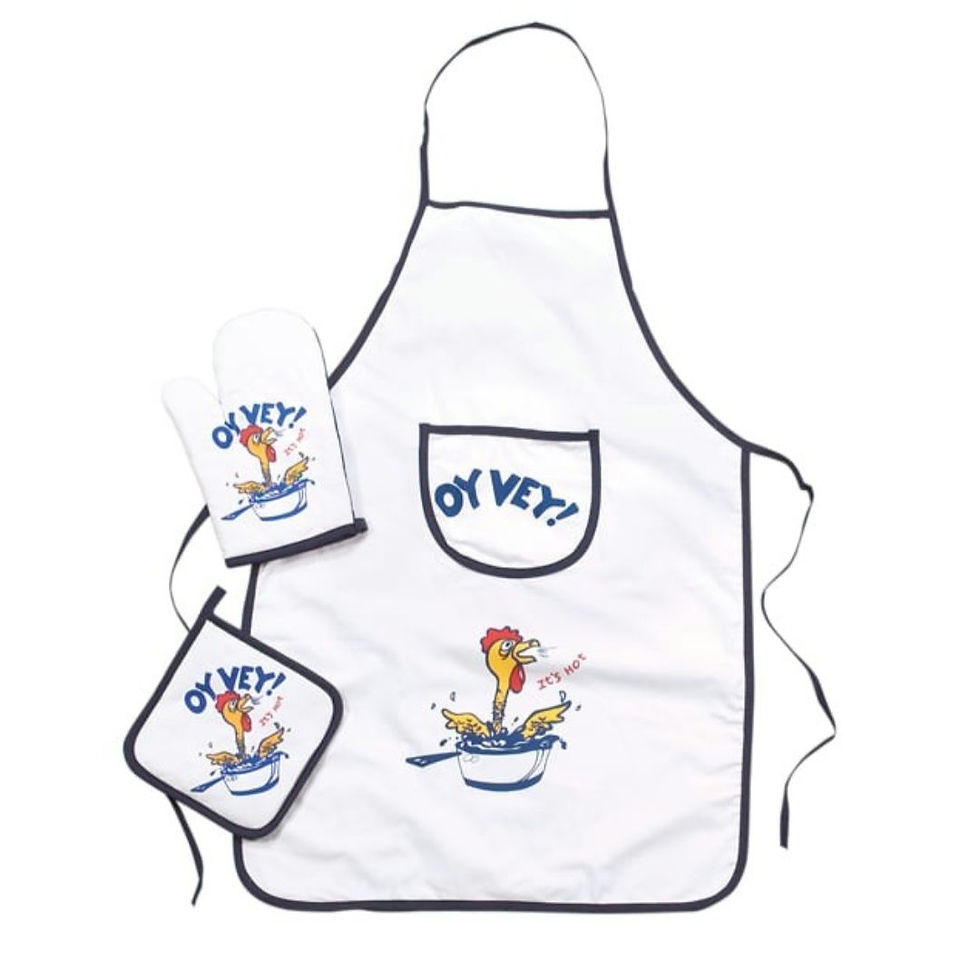 Apron: APRON ONLY, Cotton W/ Plastic Backing, "Oy Vey!"