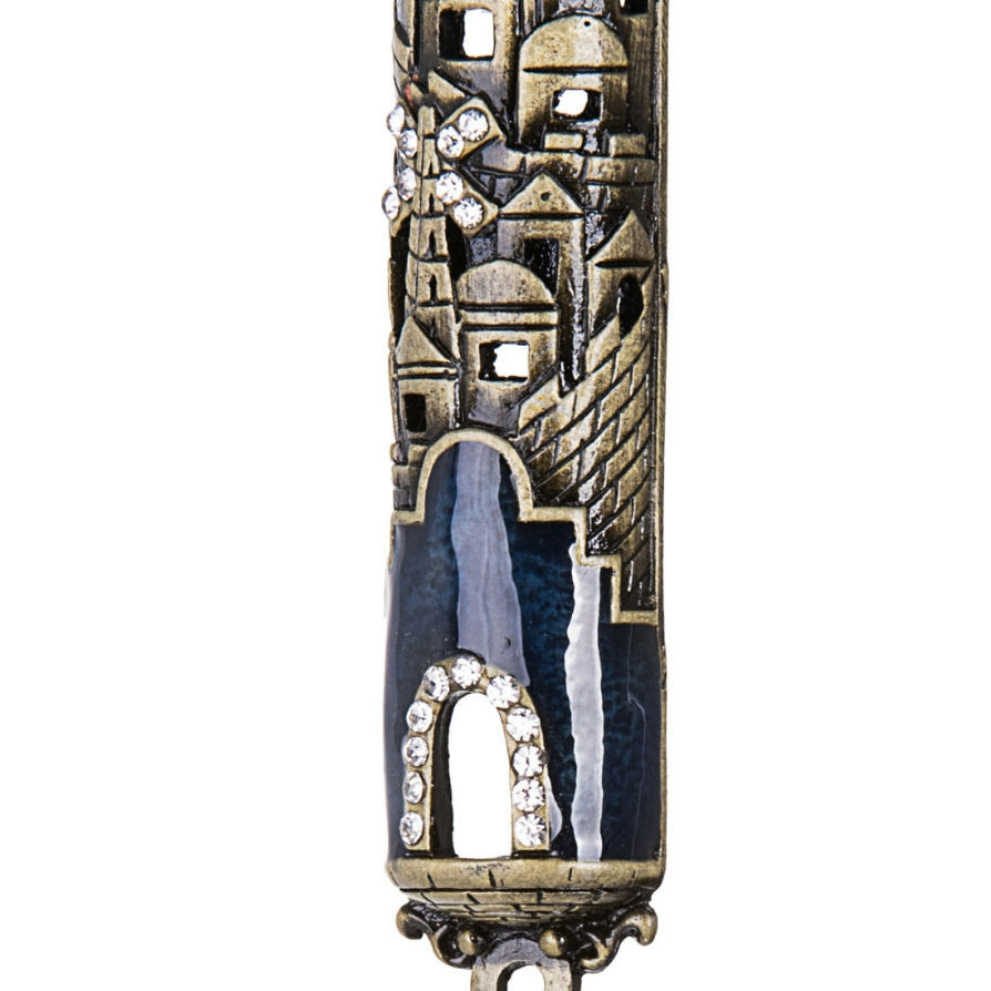 Thumbnail: Mezuzah: Blue Enamel, City of Jerusalem Design
