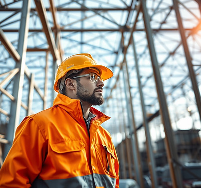 commercial space metal framing guy in hard hat looking observing.jpg