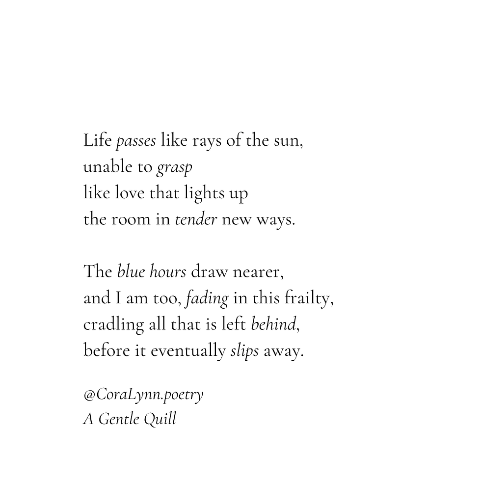 Cradling the blue, a poem by CoraLynn , A Gentle Quill