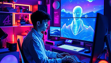 Image Description for Generation – “Creator Incubator” Visual__Scene__A creative studio gl