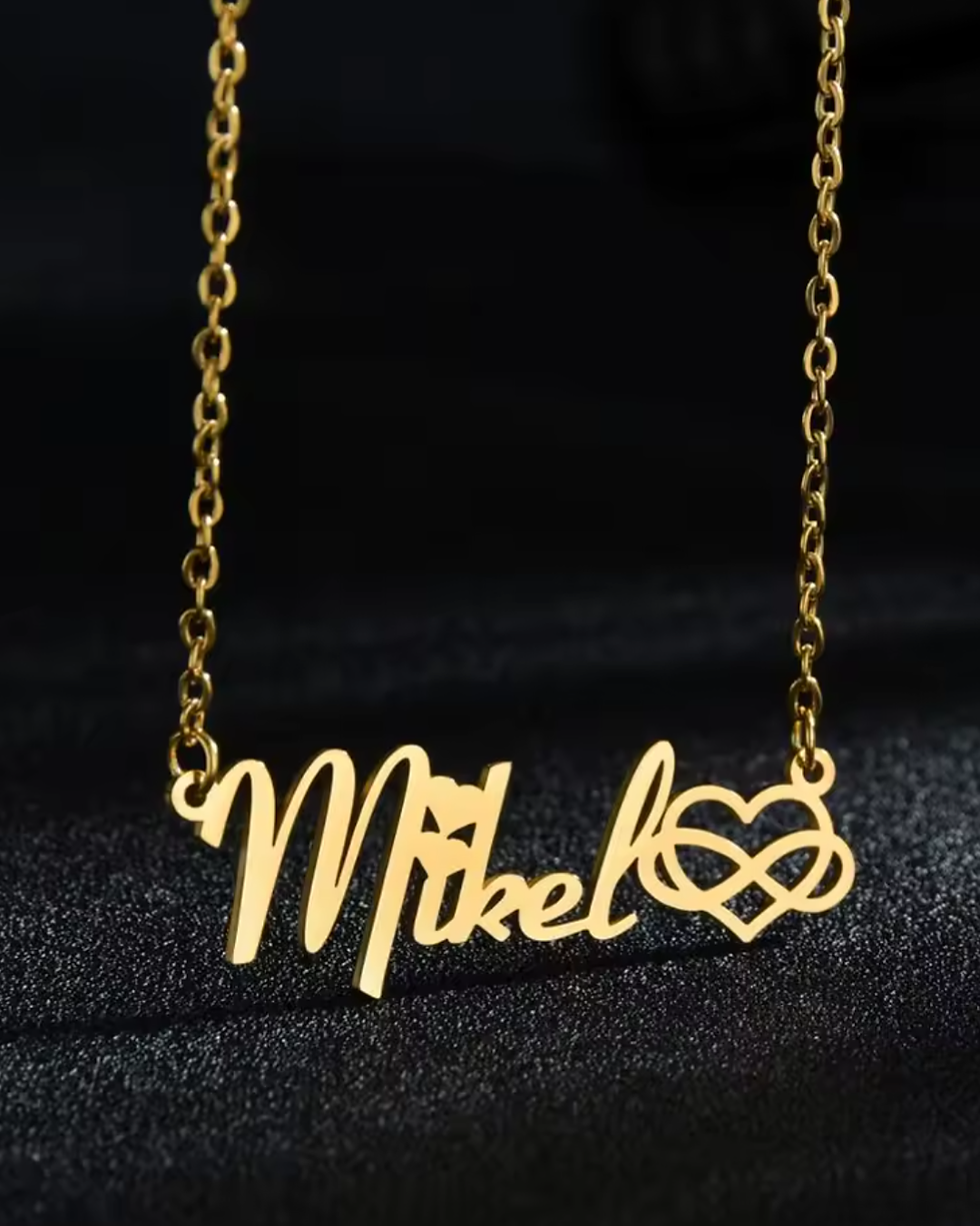 Thumbnail: Personalized name necklace in 18K gold-plated stainless steel with a custom engraved name and elegant chain. Custom gold name