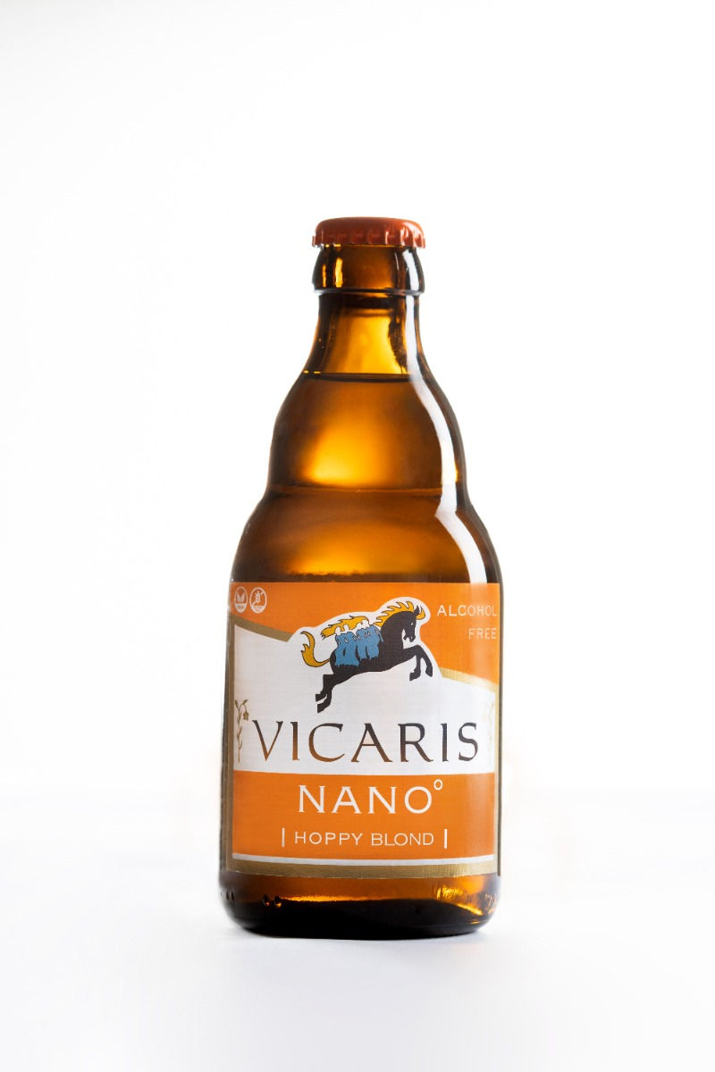 Vicaris Nano Hoppy Blond fles alcoholvrij bier blonde hoppig vegan glutenvrij veganistisch