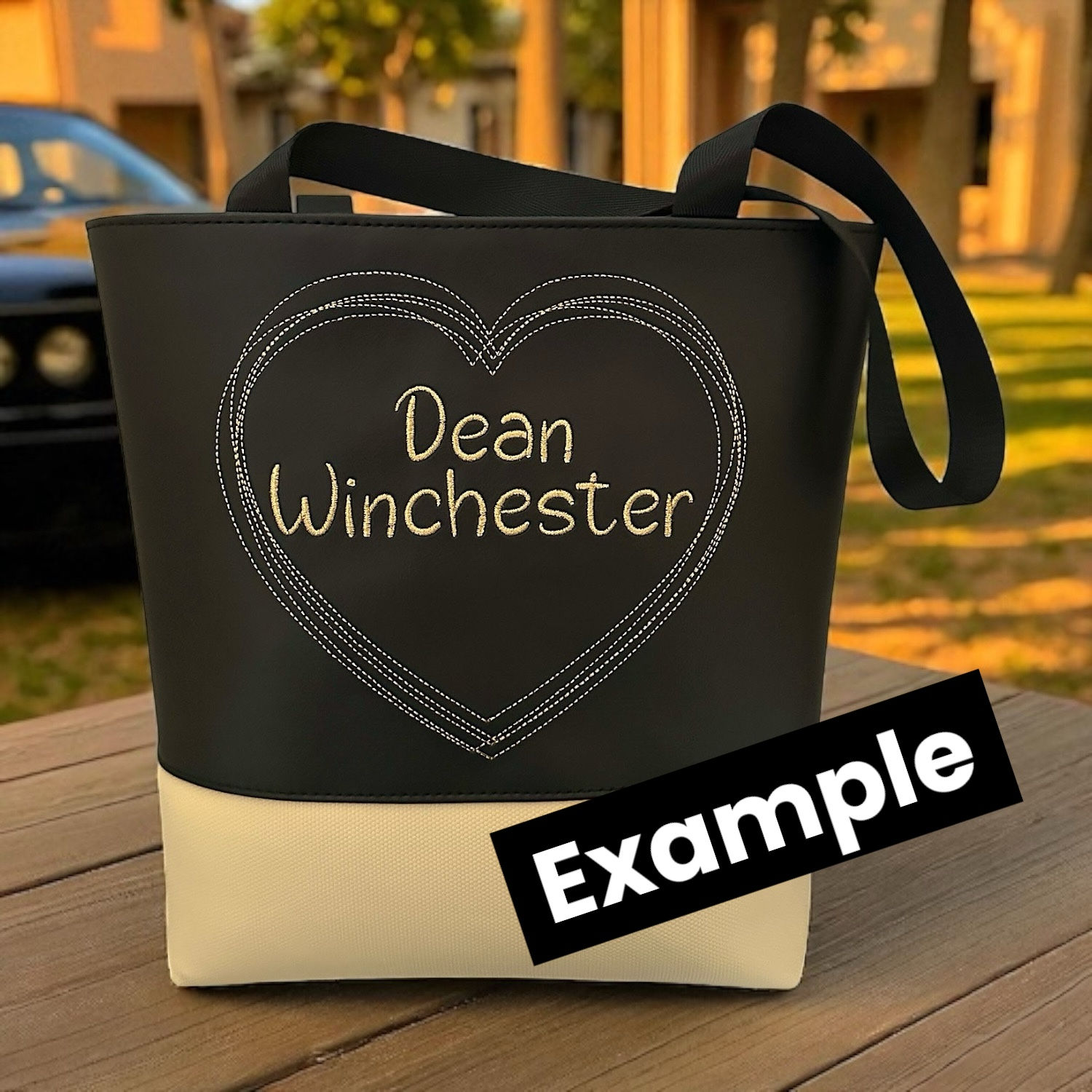 Custom Doodle Heart Tote Bag