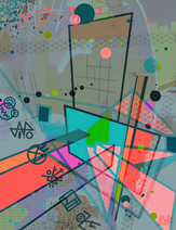 a colorful abstract painting with the letters aa on it