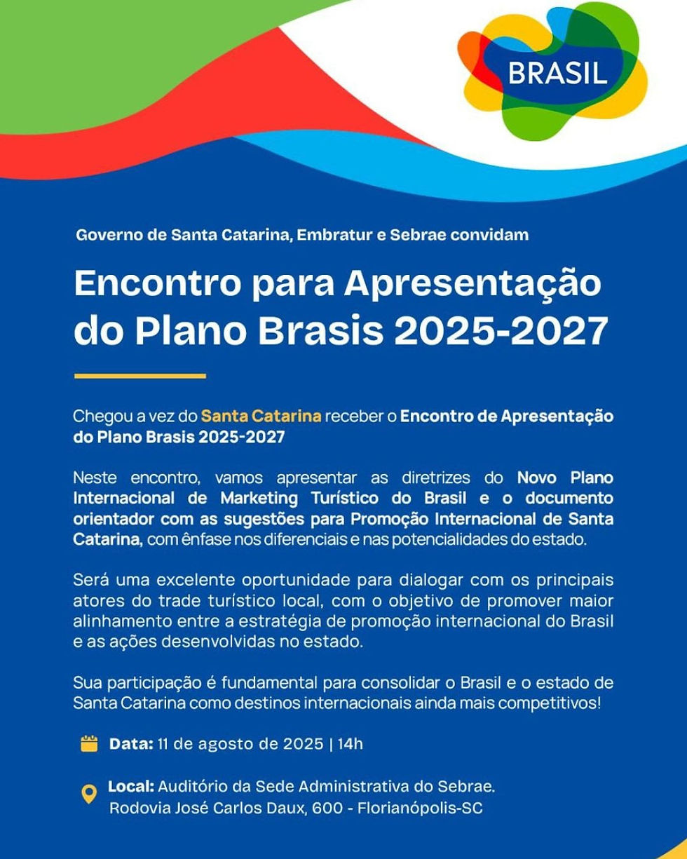 Embratur e Sebrae convidam trade catarinense