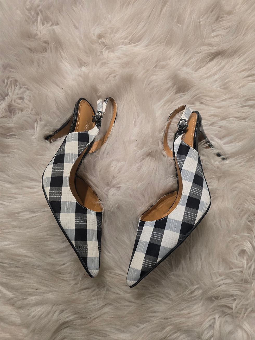J. RENEE BLACK AND WHITE PLAID HEEL