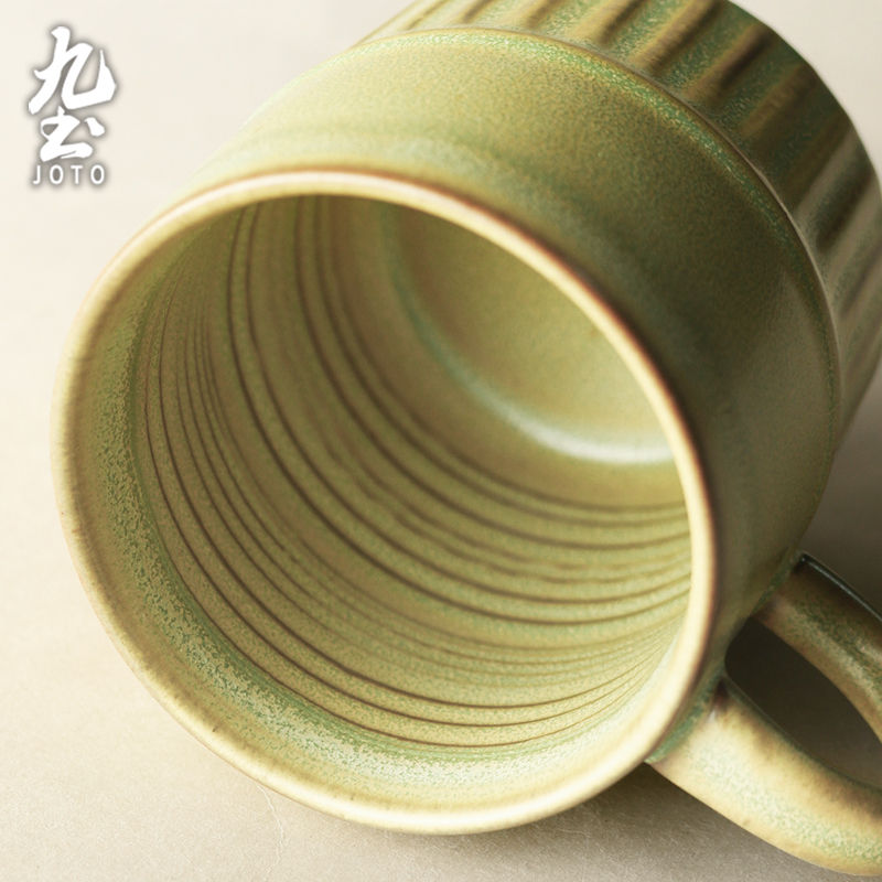 サムネイル： JOTO - Handmade Rough Ceramic Coffee Mug, 360ml, Retro, Simple, Office, Home