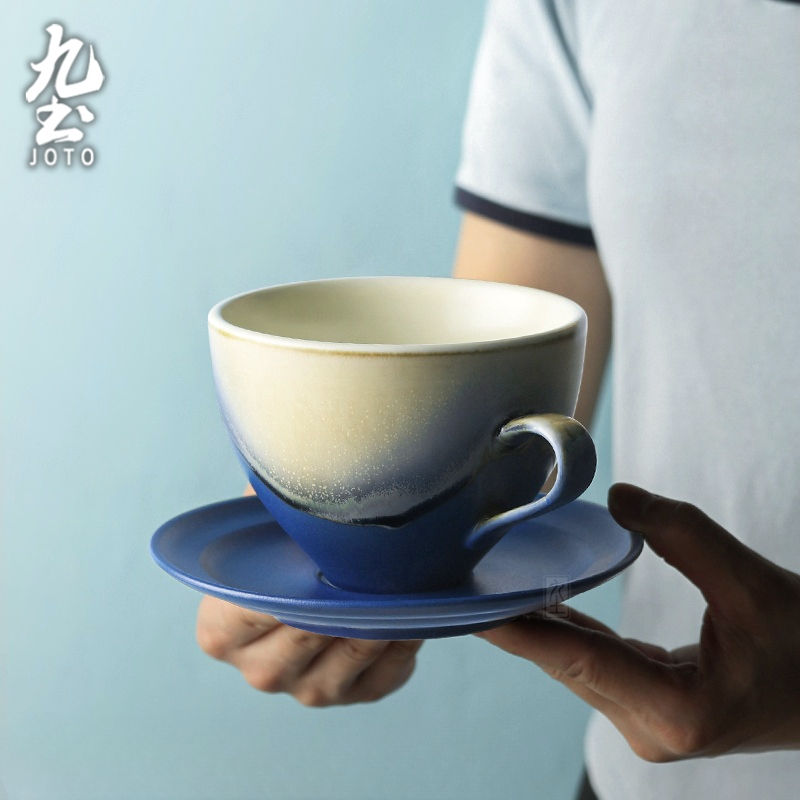 サムネイル： JOTO - 400ml Ceramic Mug with Handle and Saucer, Personalized, Home