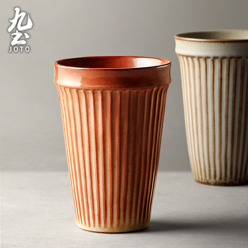 サムネイル： JOTO - Handmade Rough Ceramic Coffee Mug, 400ml, Retro, Creative, Office, Home
