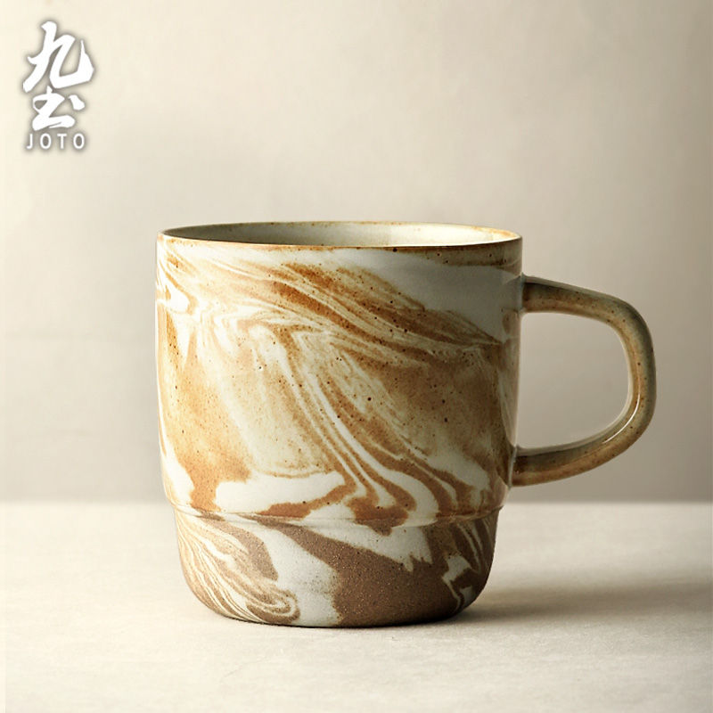 サムネイル： JOTO - Handmade Rough Ceramic Coffee Mug, 300ml, Retro, Creative, Office, Home
