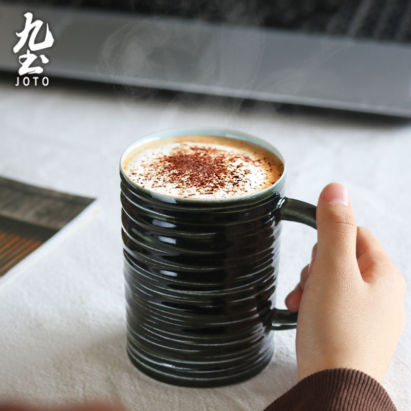 サムネイル： JOTO - 370ml Ceramic Mug, Retro, Creative, Spiral, Coffee Milk Mug, Office
