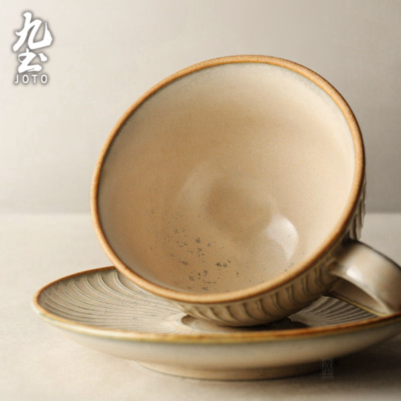 サムネイル： JOTO - 260ml Coffee Cup and Saucer Set, Retro Style, Creative, Office