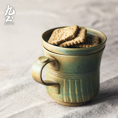 JOTO - Rough Ceramic Coffee Mug, 380ml, Vintage, Handmade, Kiln Color Tea Mug
