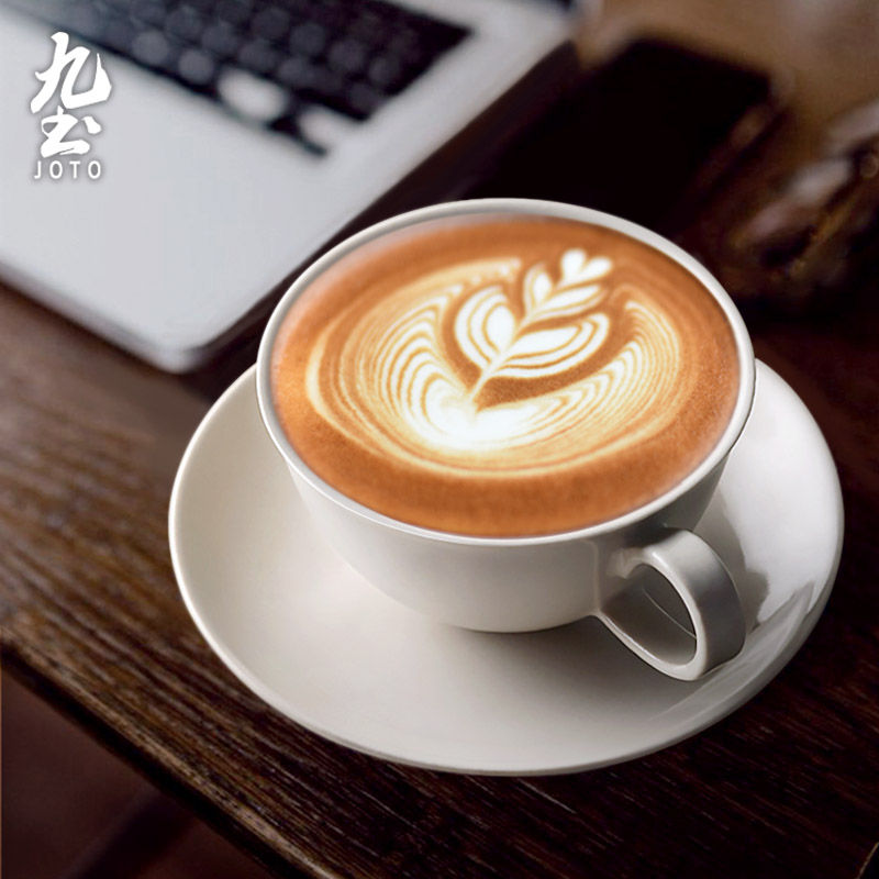 サムネイル： JOTO - Ceramic Coffee Mug with Saucer, 240ml, Tea Cup, Handmade Coffee Mug