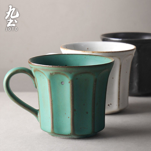 JOTO - Rough Ceramic Coffee Mug, 250ml, Vintage, Handmade, Office, Home Coffee