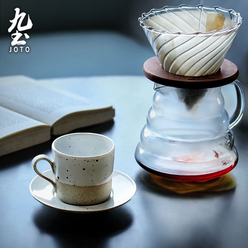 섬네일: JOTO - Rough Ceramic Coffee Cup and Saucer Set, 120ml, Personalized